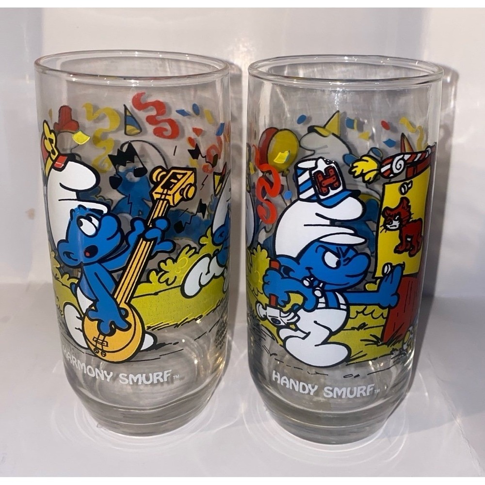 Smurf 1983 Vintage Drinking Glasses